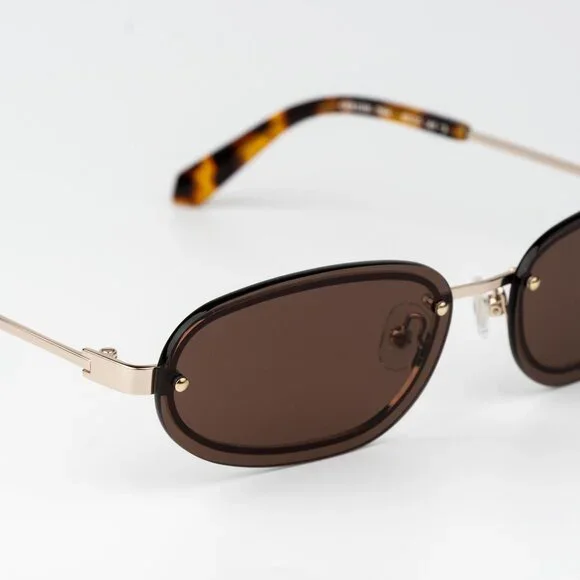 Off-White MIAMI Women Sunglasses Gold Brown Oval OERI13M MIAMI 7664 NEW AUTHENTI
